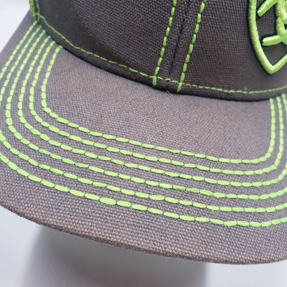 Ariat Snap Back Mesh Back Hat Adjustable Embroidered Logo Green Gray - Picture 8 of 16